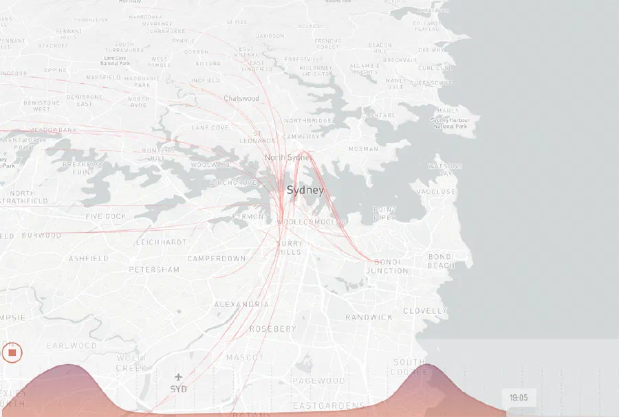 Visualising public transport trips in Sydney