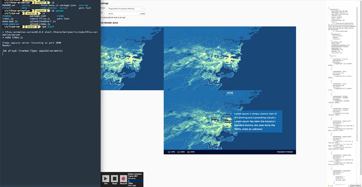 The tool used to generate animations, using Mapbox and Deck.gl