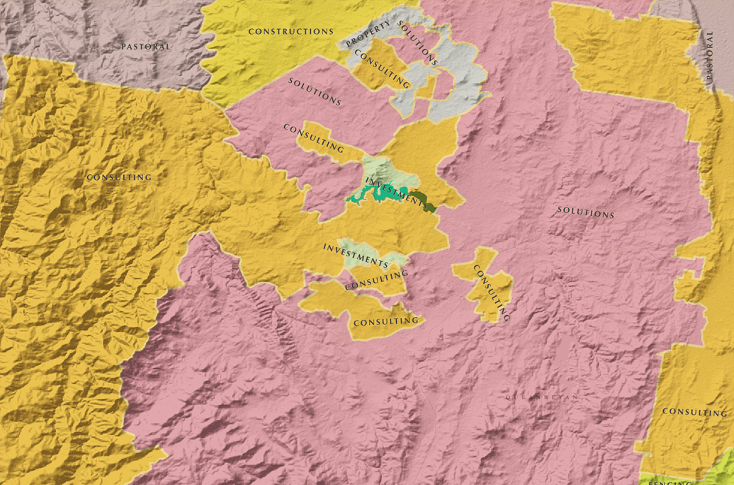 Map of most common business sectors in Canberra