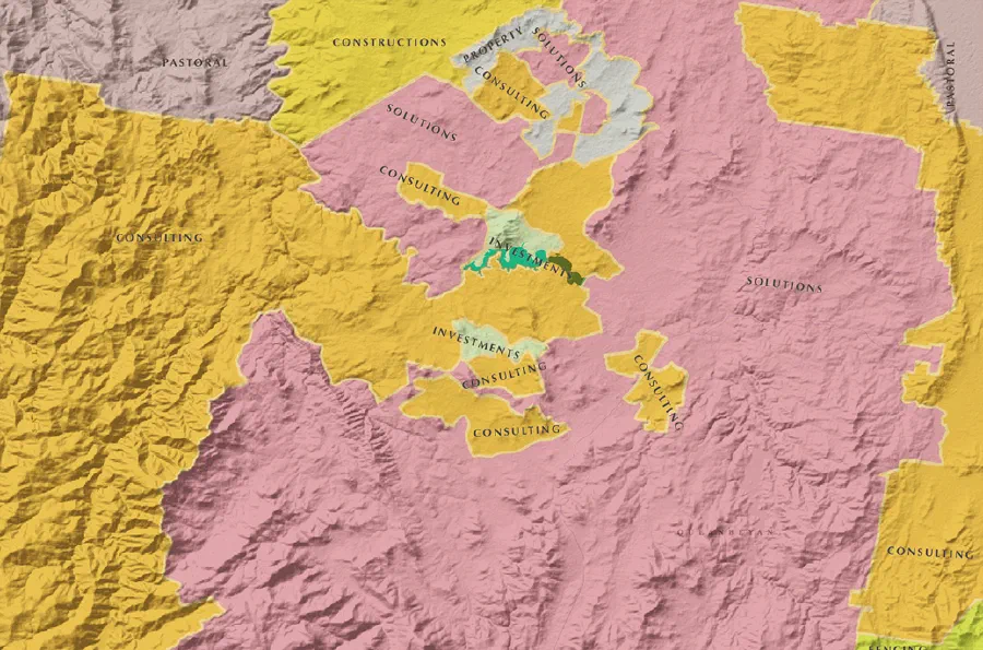 Map of most common business sectors in Canberra