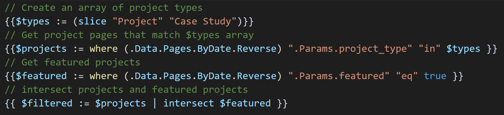 Hugo templating code