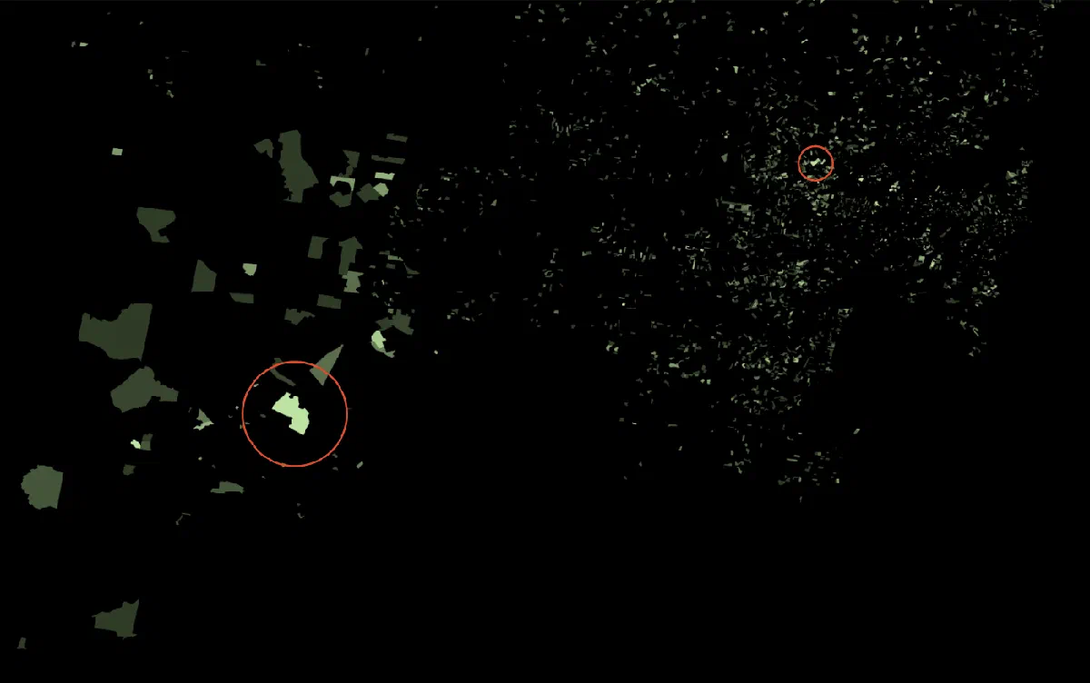 Larger polygons appear to have more weight